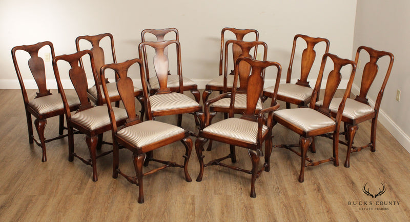 Queen Anne Style Custom Quality Vintage Set Of Twelve Dining Chairs