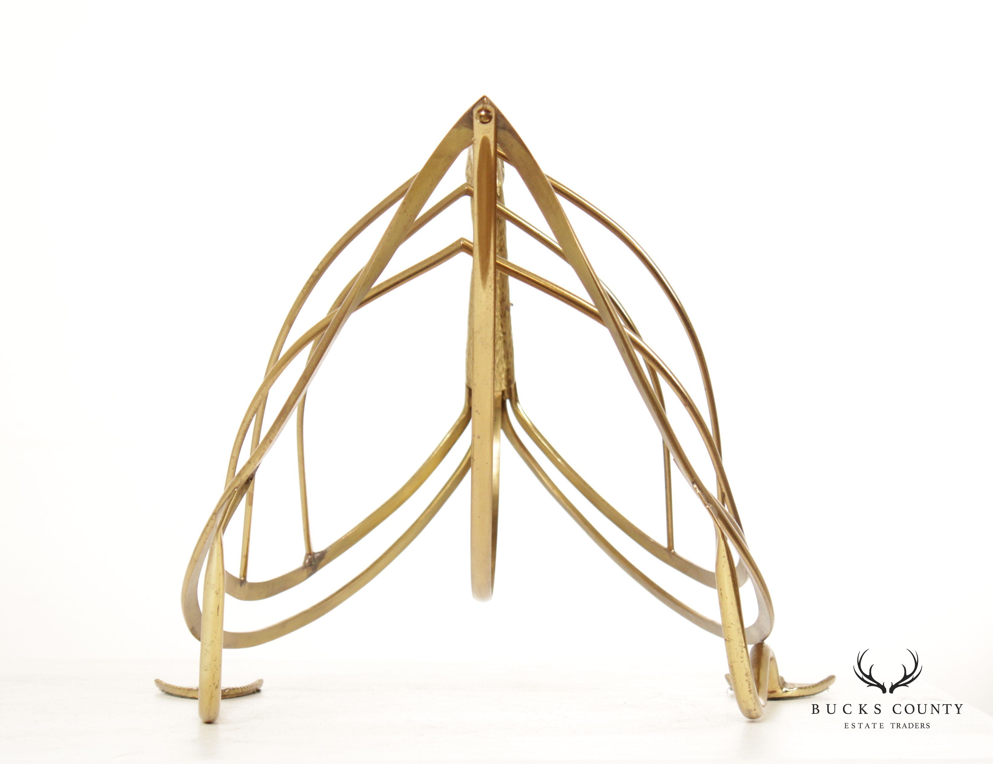 Vintage Italian Brass Swan Magazine Rack