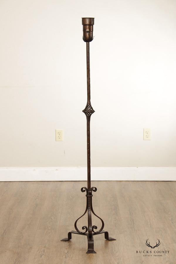Gothic Style Wrought Iron Torchiere Floor Lamp
