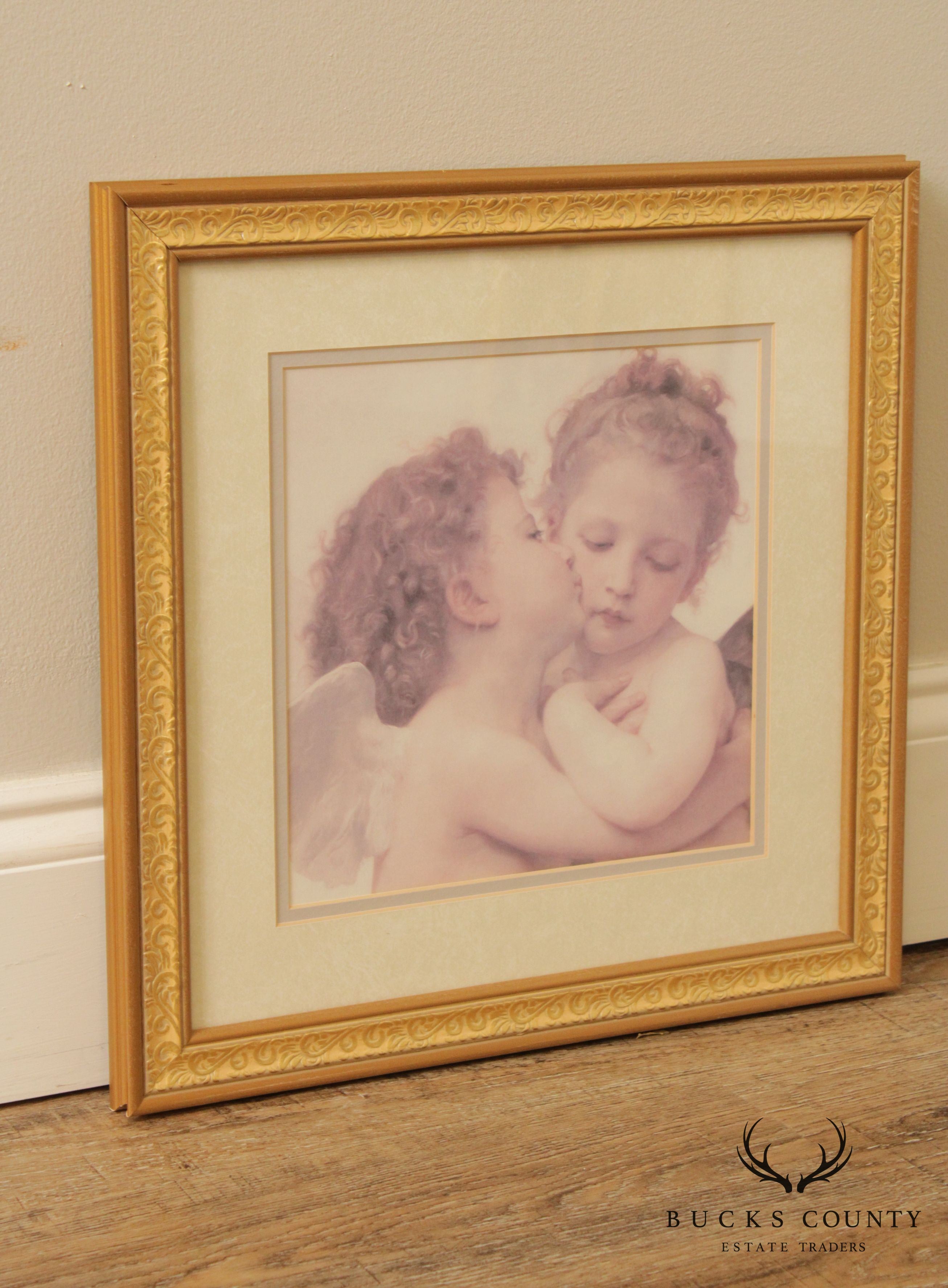 William Bourgereau 'First Kiss' Custom Framed Art Print