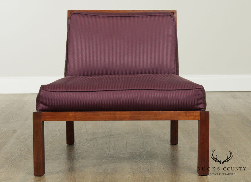 Baker Michael Taylor Mid Century Modern Walnut Slipper Chair