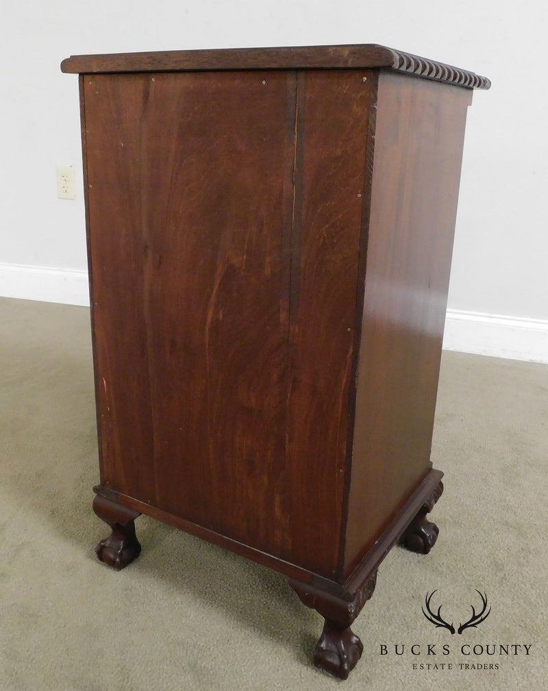Chippendale Style Custom Mahogany Ball and Claw One Drawer Nightstand
