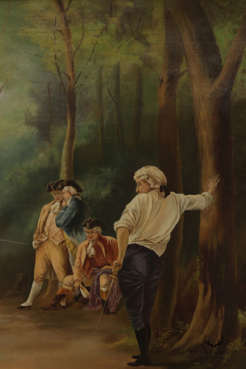 Antique 'Dueling Scene' Original Oil Painting, After Laslett John Pott