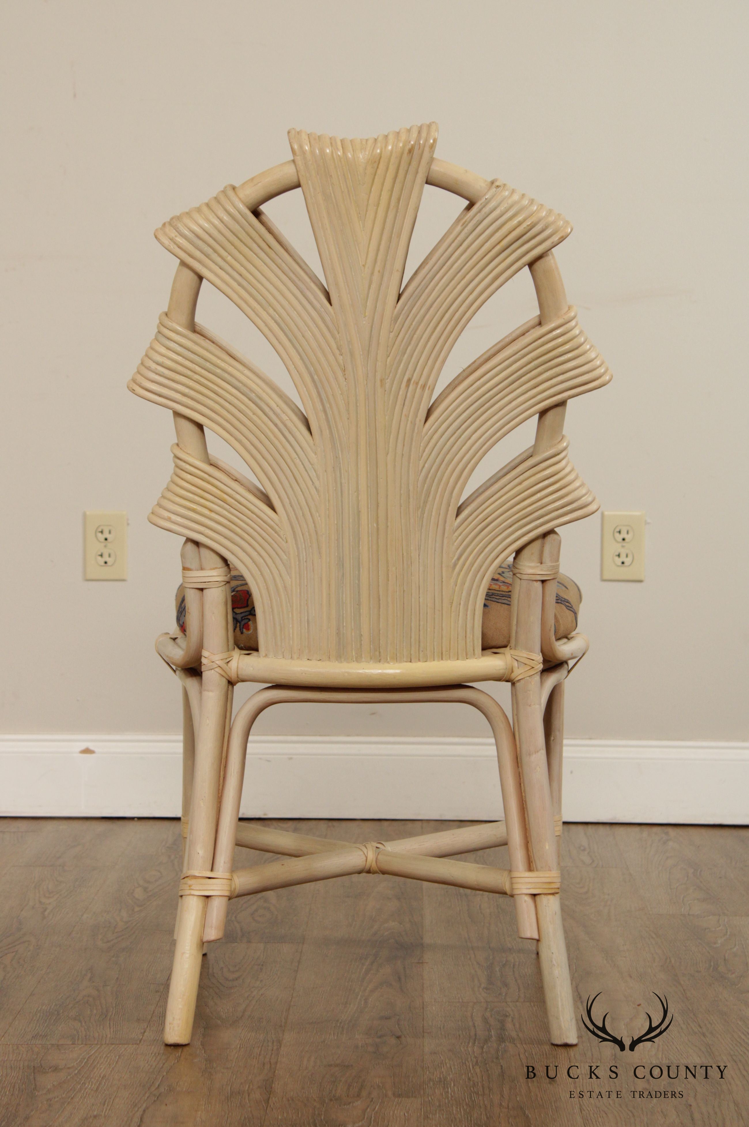 Vintage Rattan Cream Lacquered Dining Chair