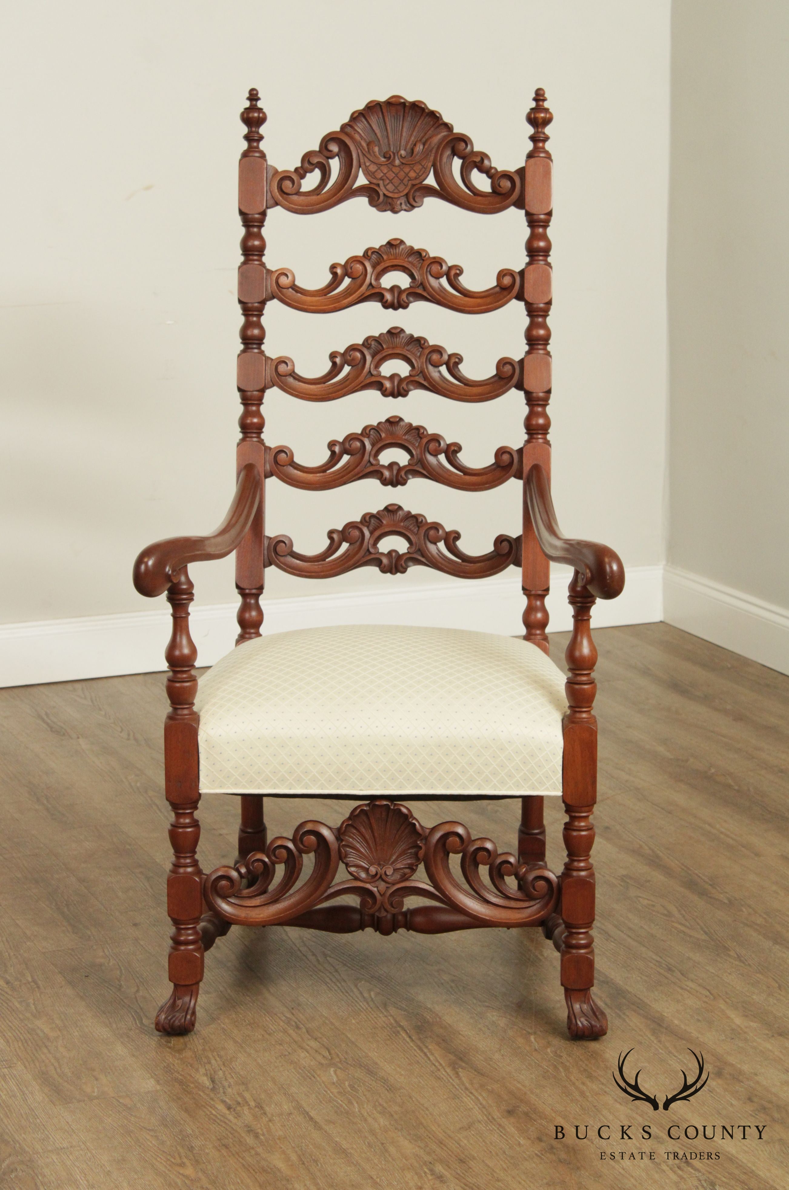 Italian Renaissance Revival Vintage High Back Armchair