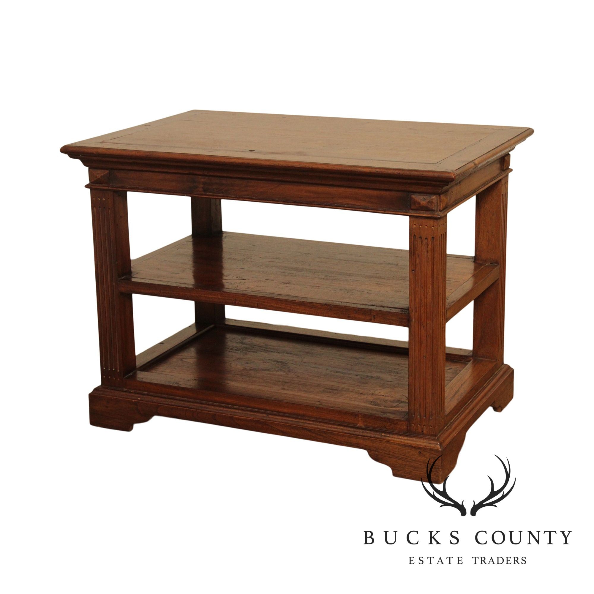 Rustic Hardwood 3 Tier Side Table