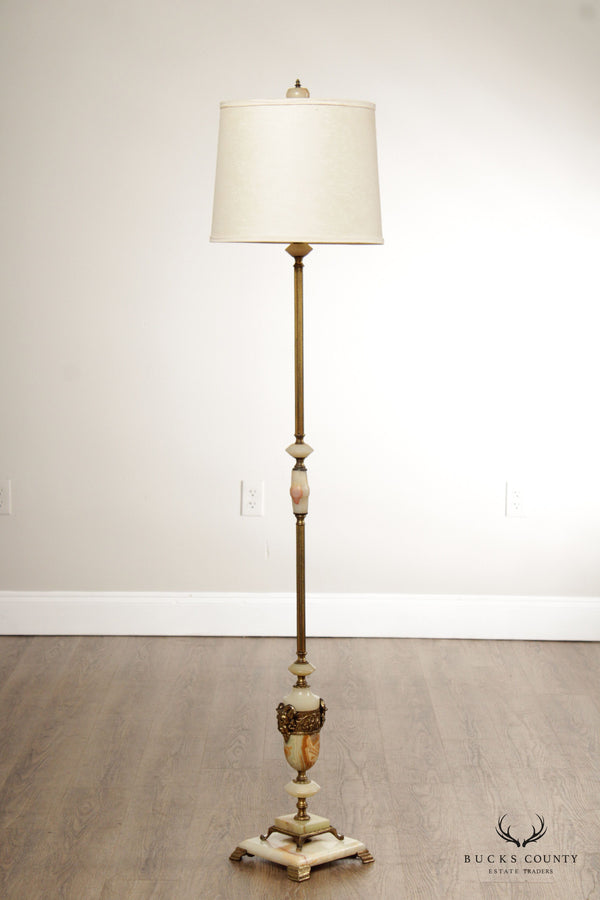 Art Deco Onyx and Brass Floor Lamp