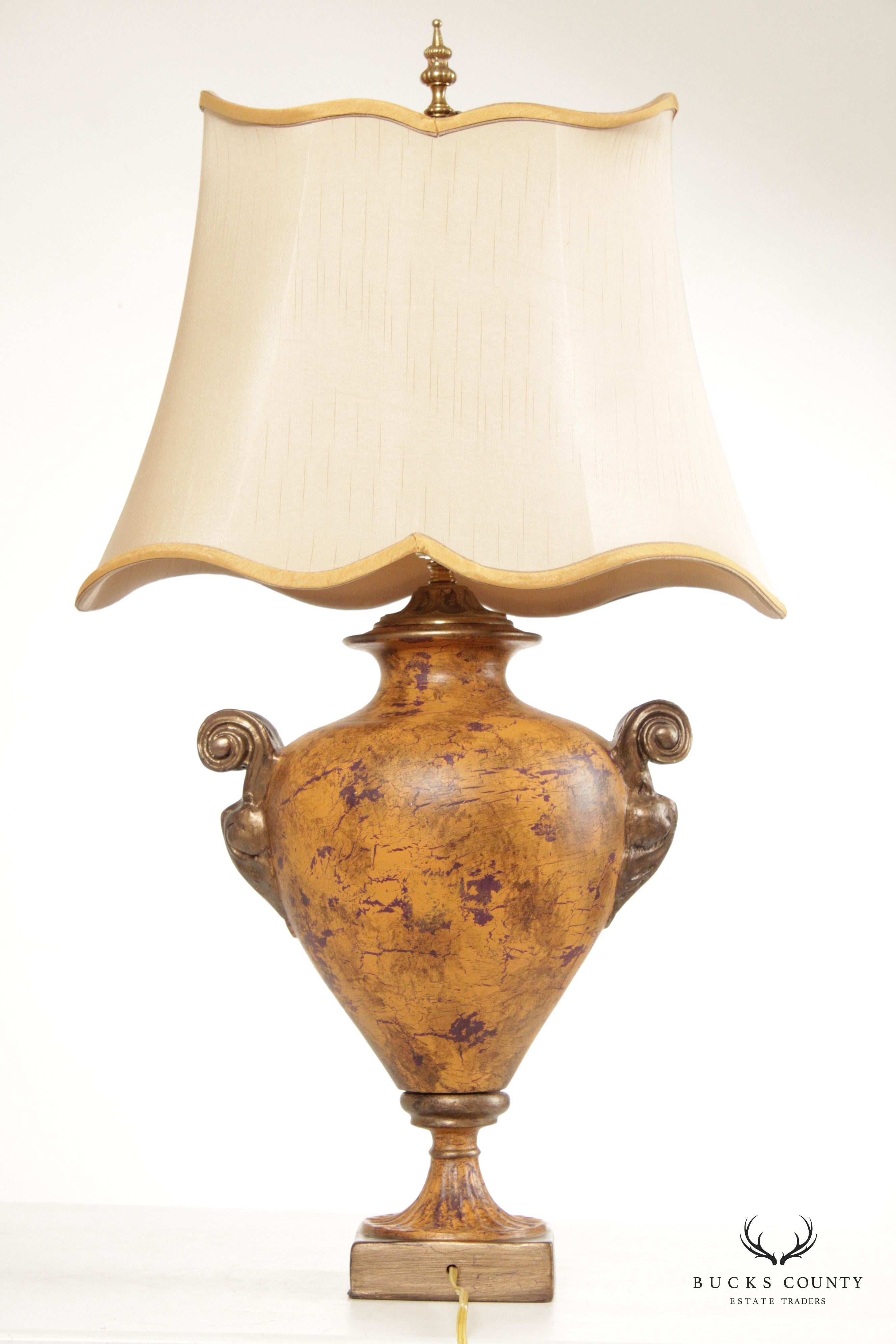 Italian Style Painted Urn Table Lamp with Custom Shade