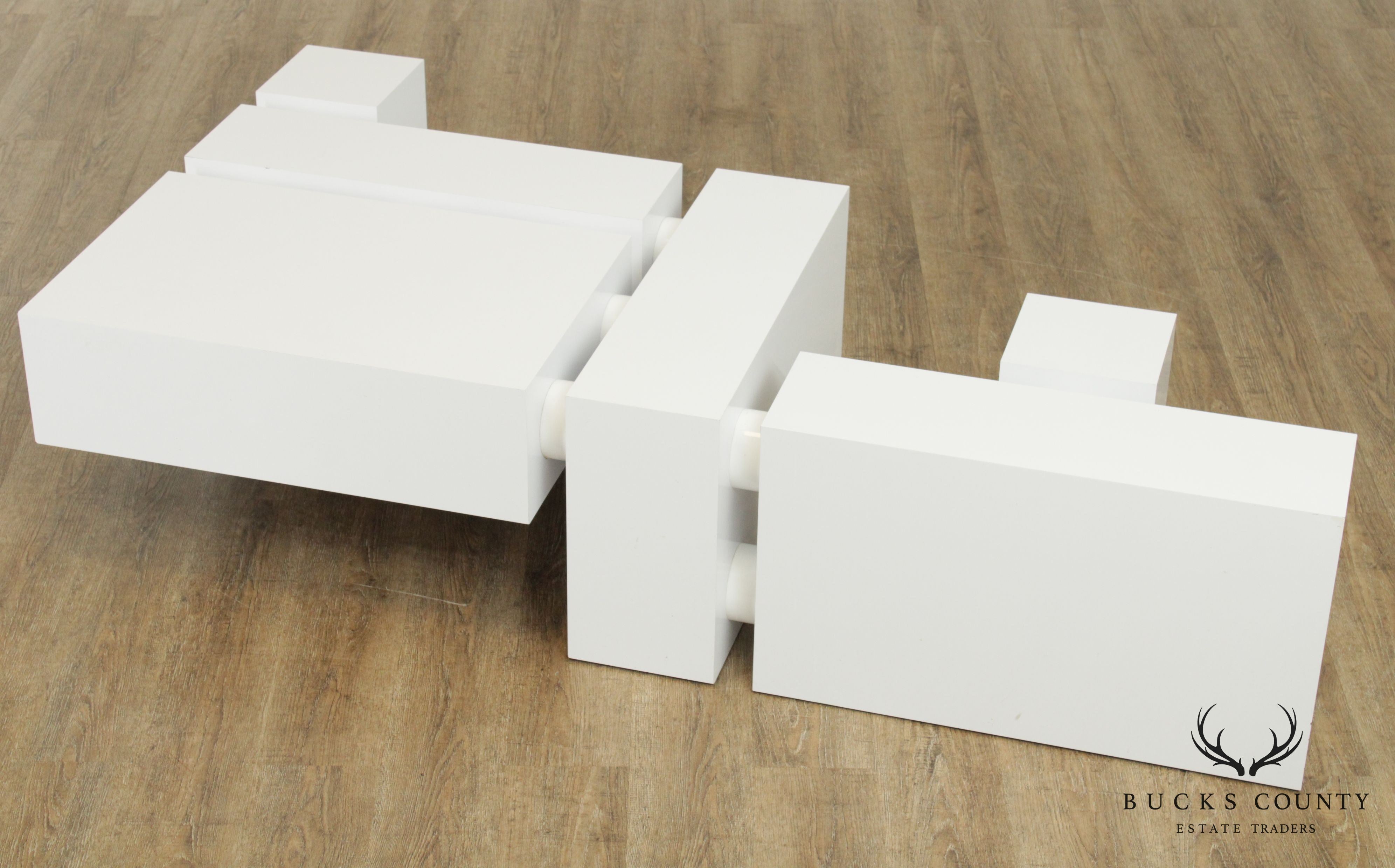 Modular Designs, 1970's Postmodern White Geometric Coffee Table