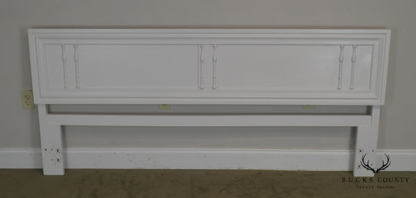 Hollywood Regency Faux Bamboo Vintage White Painted King Headboard