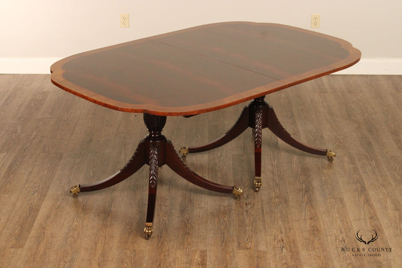 Baker Historic Charleston Banded Mahogany Double Pedestal Dining Table