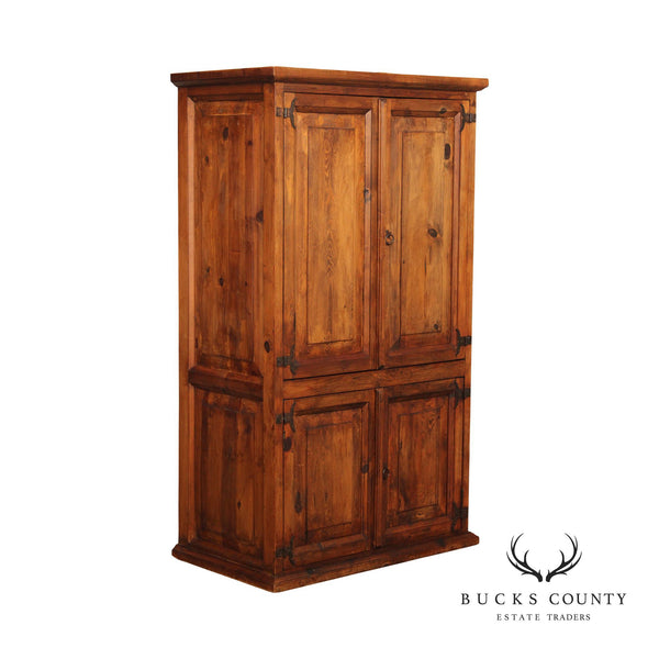 Mexican Rustic Pine Armoire Cabinet