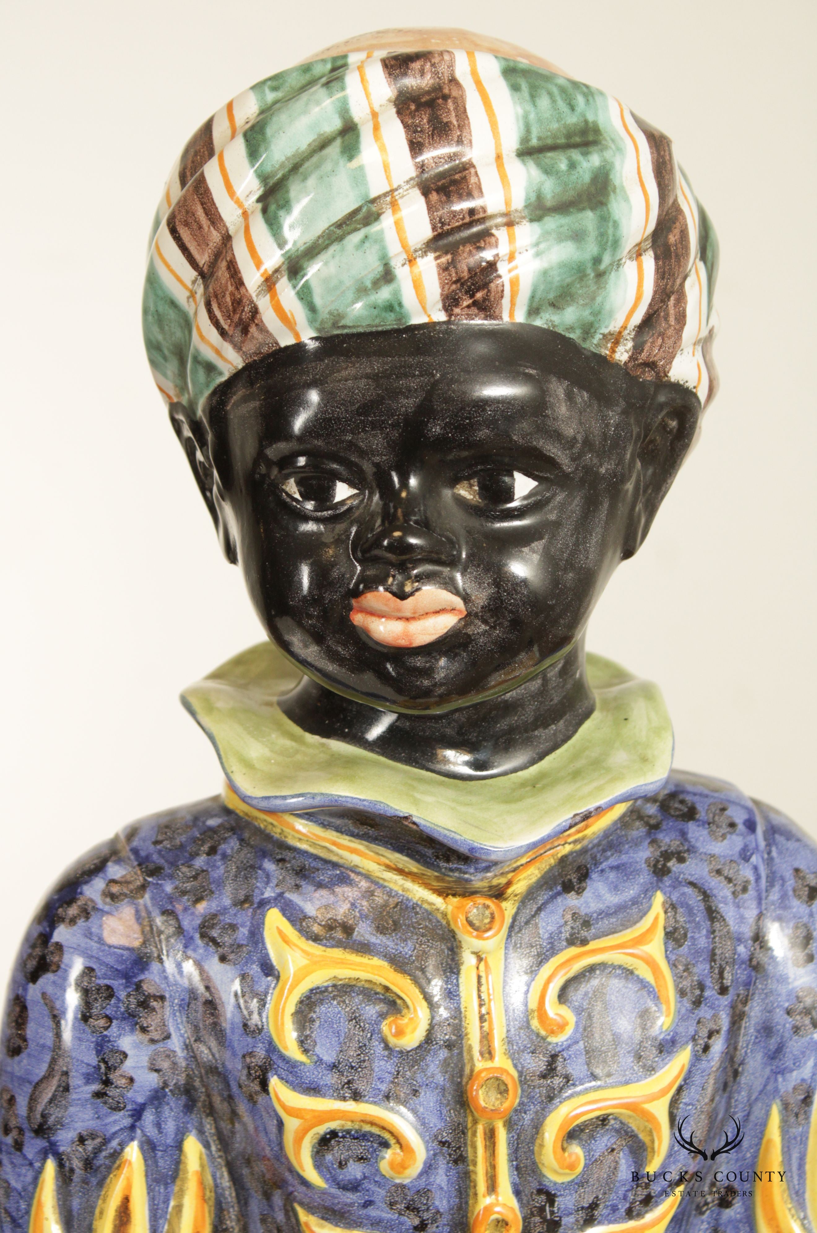 Vintage Italian Majolica Blackamoor Figure