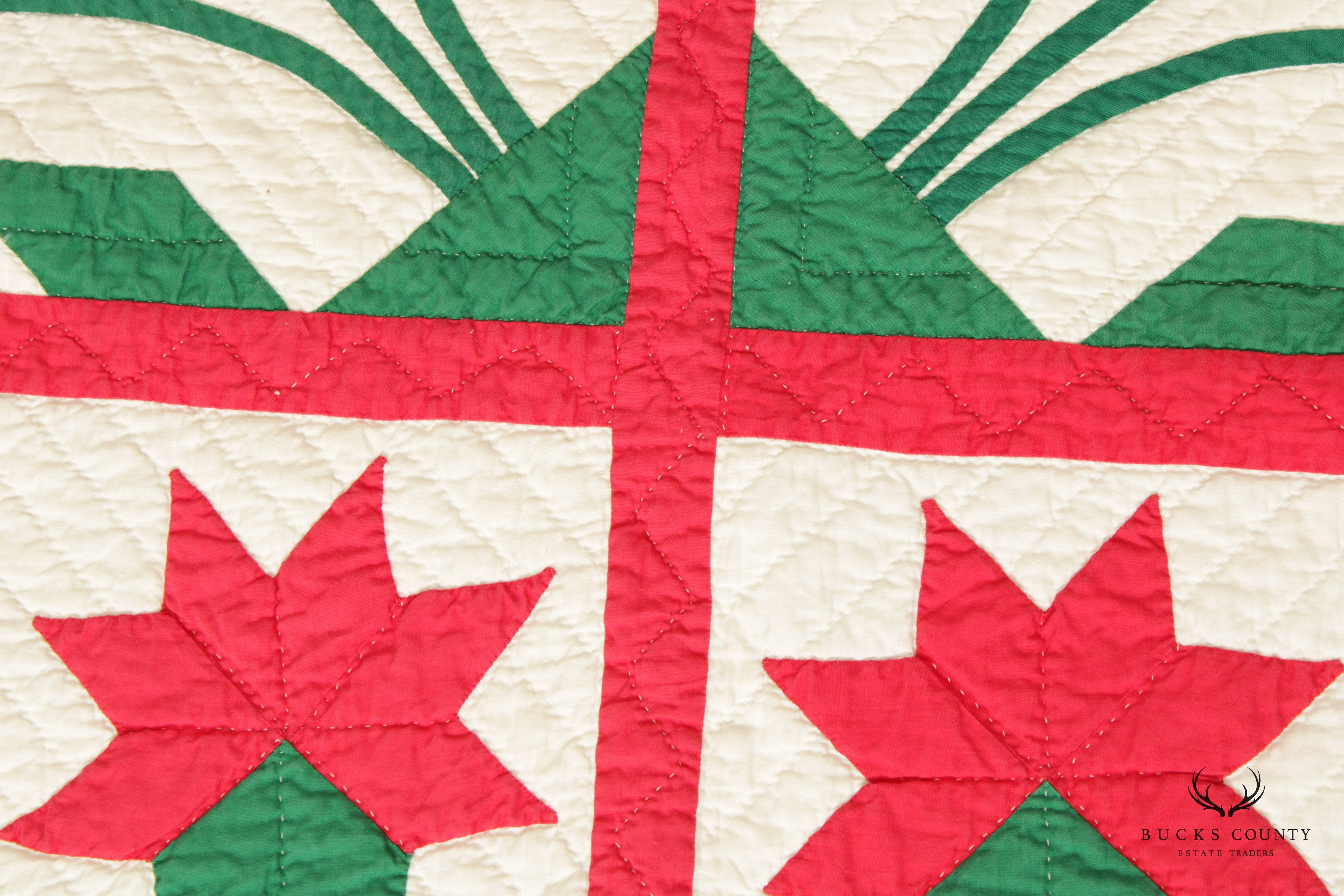 Early 20th Century Poinsettia Applique Christmas Quilt