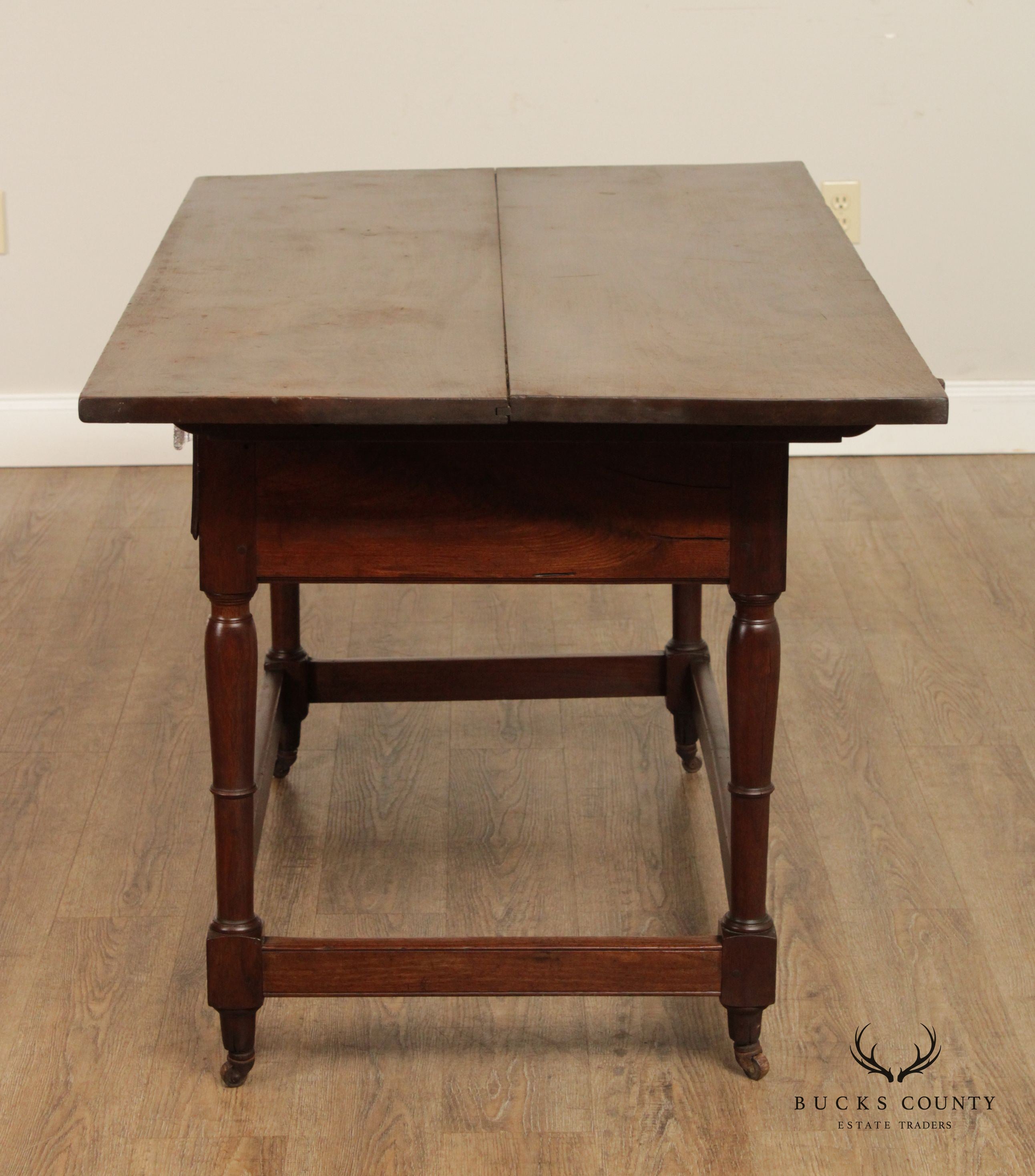 18th Century Antique Walnut Two-Drawer Tavern Table