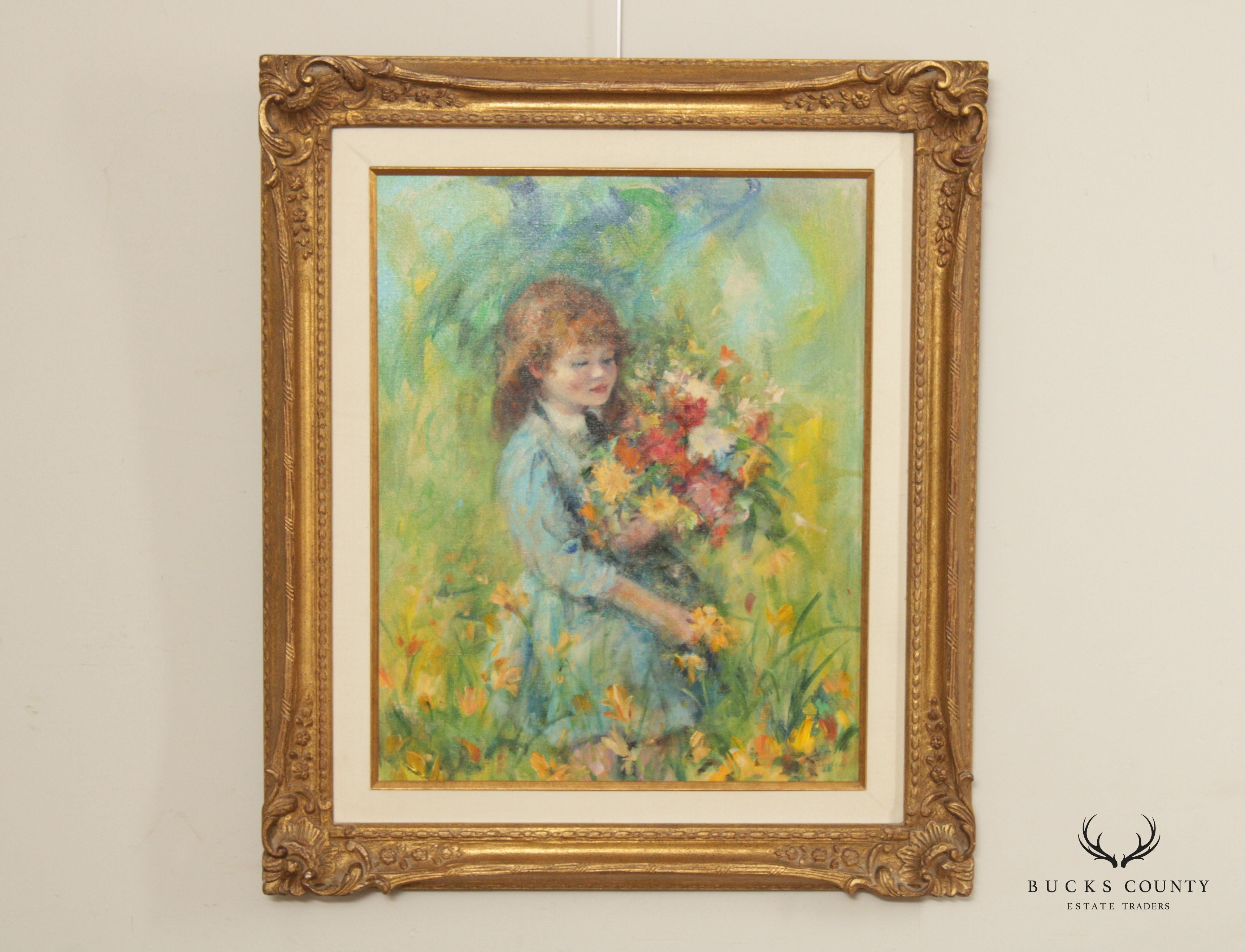 Cydney Grossman Impressionist Style 'Helene' Original Painting, Custom Framed