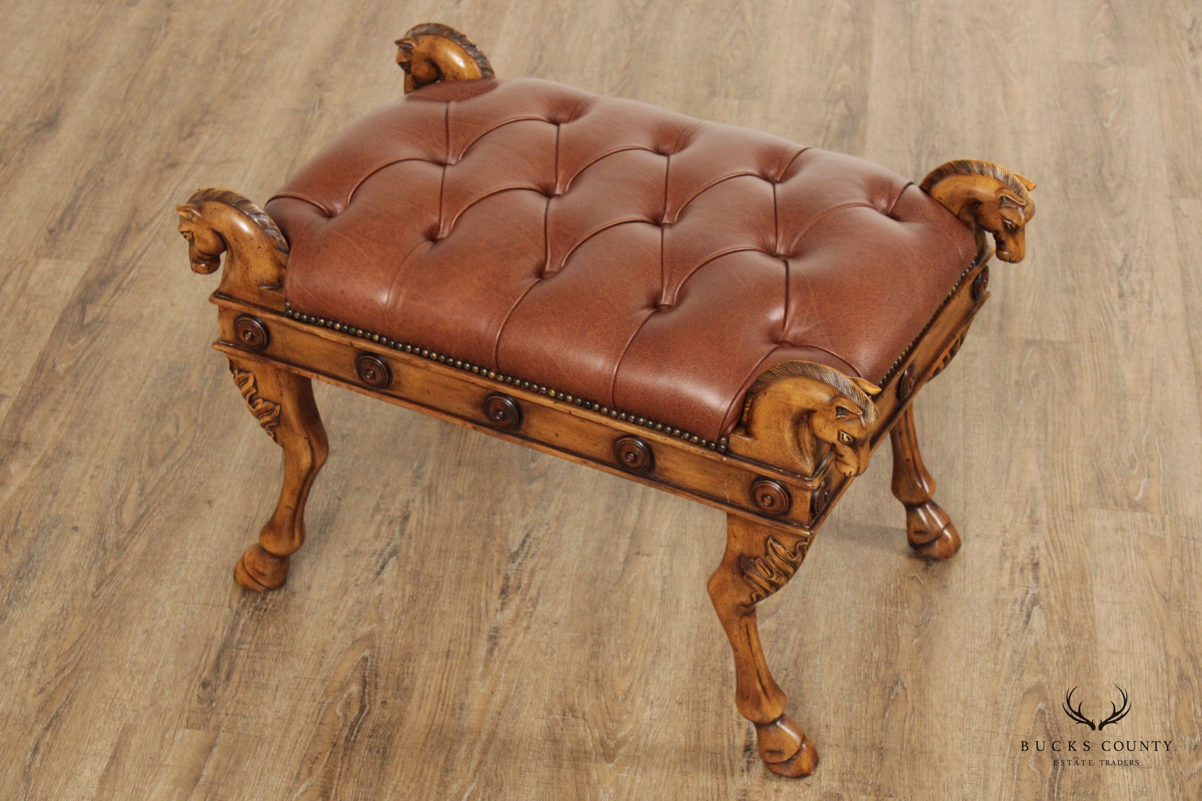 Theodore Alexander Tufted Leather Horse Head Stool