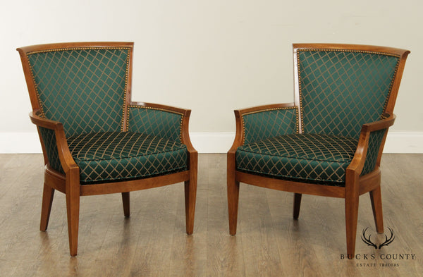 Directoire  Style Custom Pair Walnut Armchairs