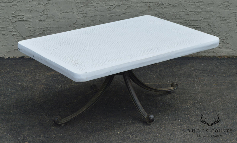Quality Cast Aluminum & Faux Stone Top Patio Coffee or Coctail Table