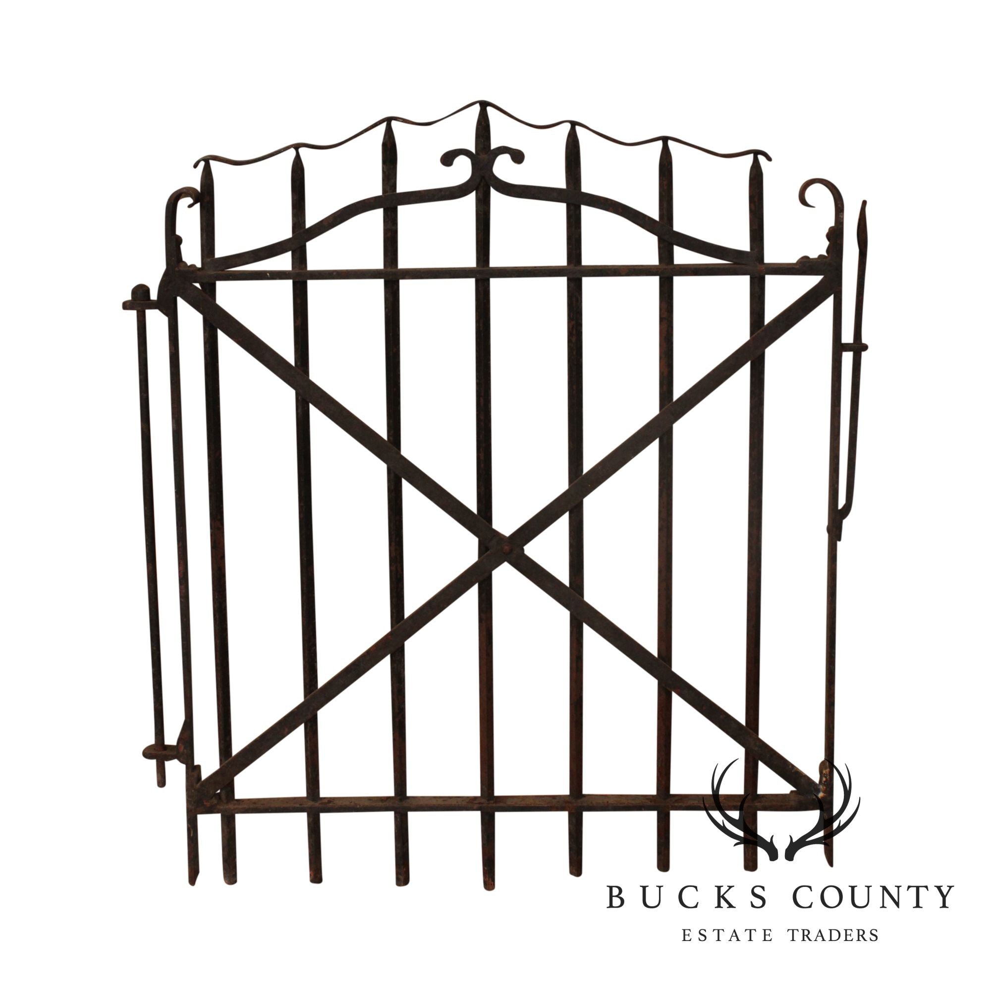 Antique 19th Century Hand Forged Wrought Iron Courtyard Garden Entrance Gate (A)