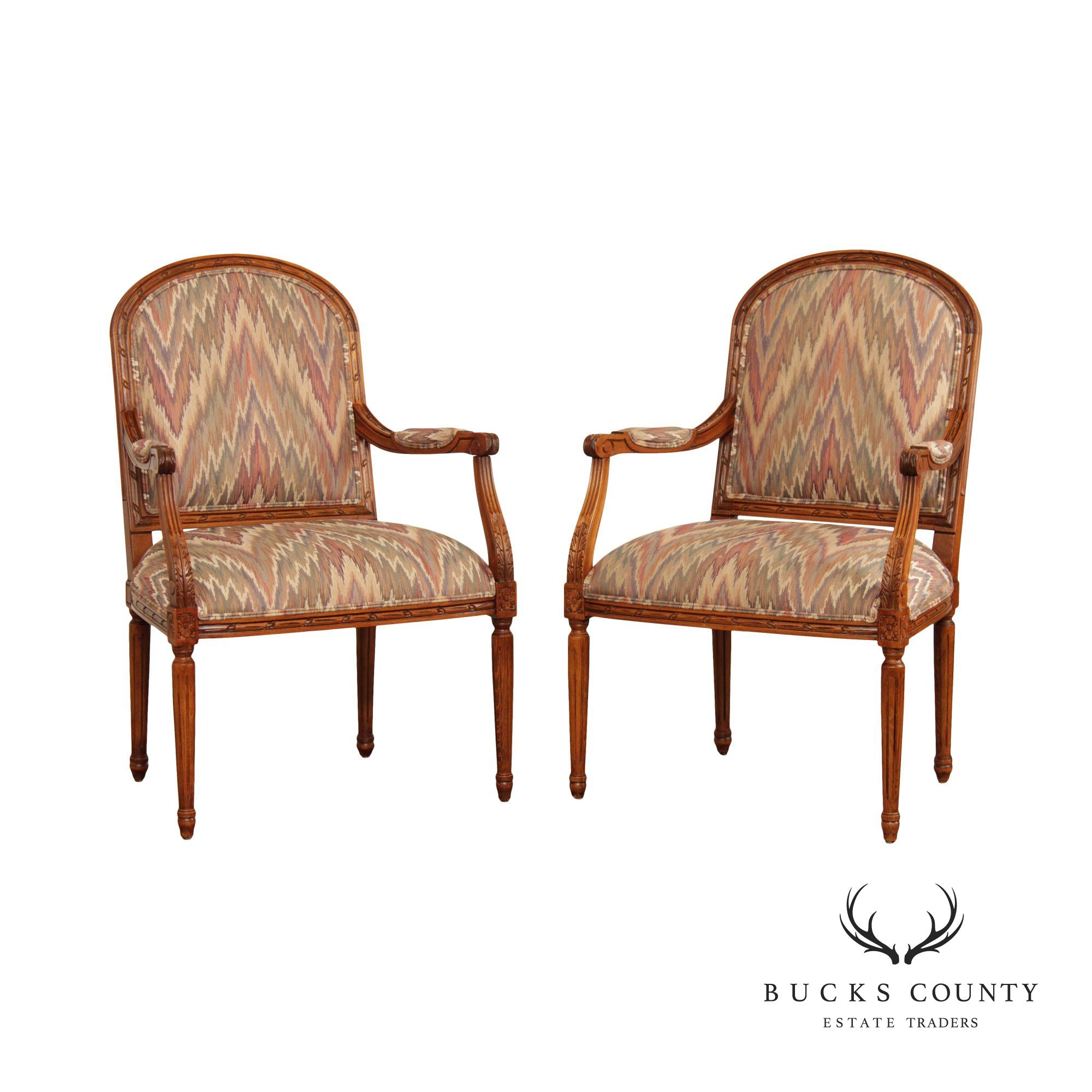 Ethan Allen French Louis XVI Style Pair Armchairs