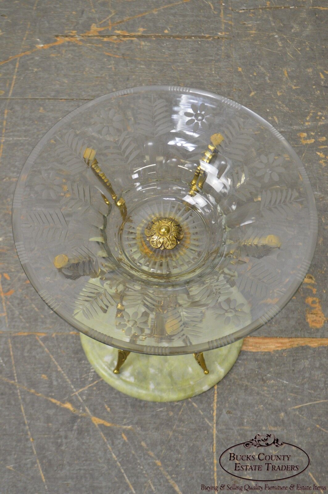 Regency Style Brass Crossed Arrows Crystal Composite Centerpiece w/ Marble Base