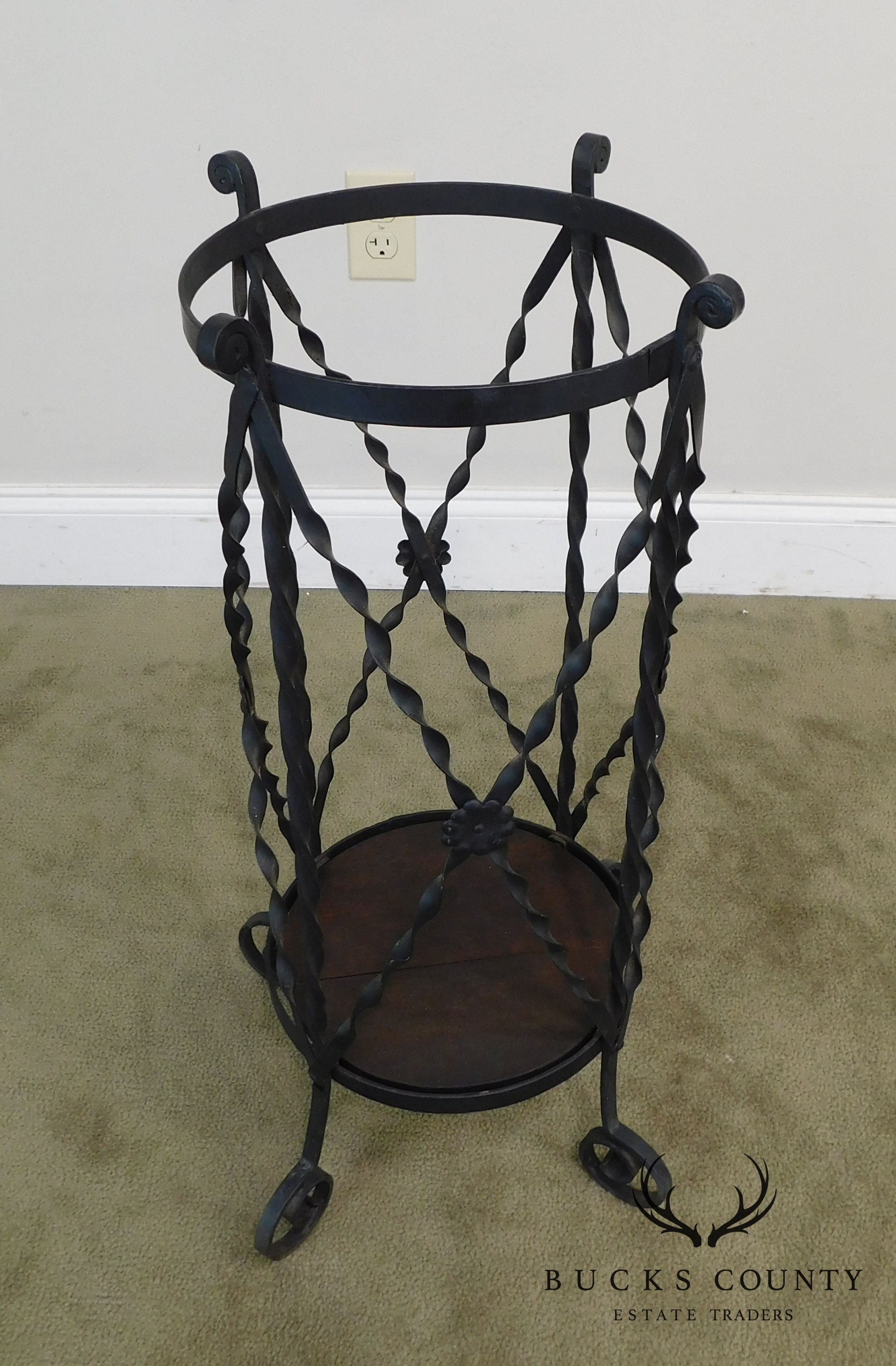 Aesthetic Antique Hand Wrought Iron Umbrella Stand