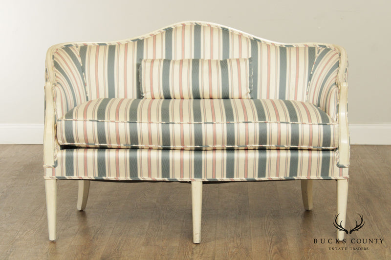 Hepplewhite Style Vintage Custom Painted, Upholstered Loveseat