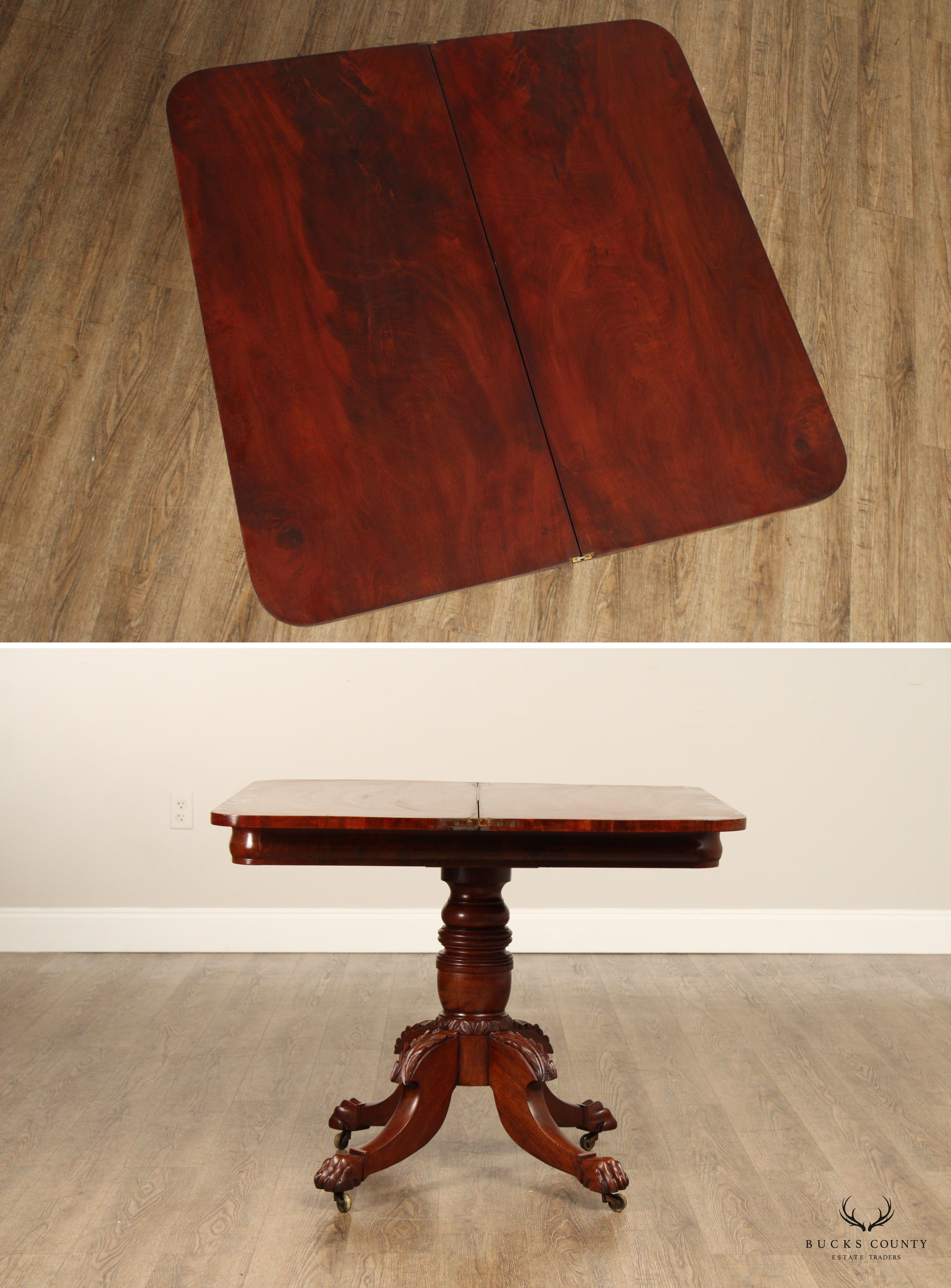 American Classical Antique Mahogany Paw Foot Card Table