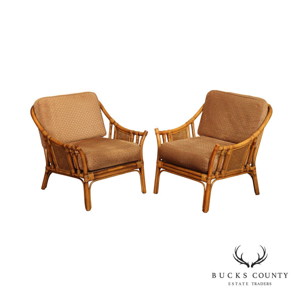 Mid Century Modern Rattan and Cane Lounge Chairs