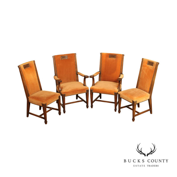 Romweber Viking Oak Set of Four Upholstered Dining Chairs