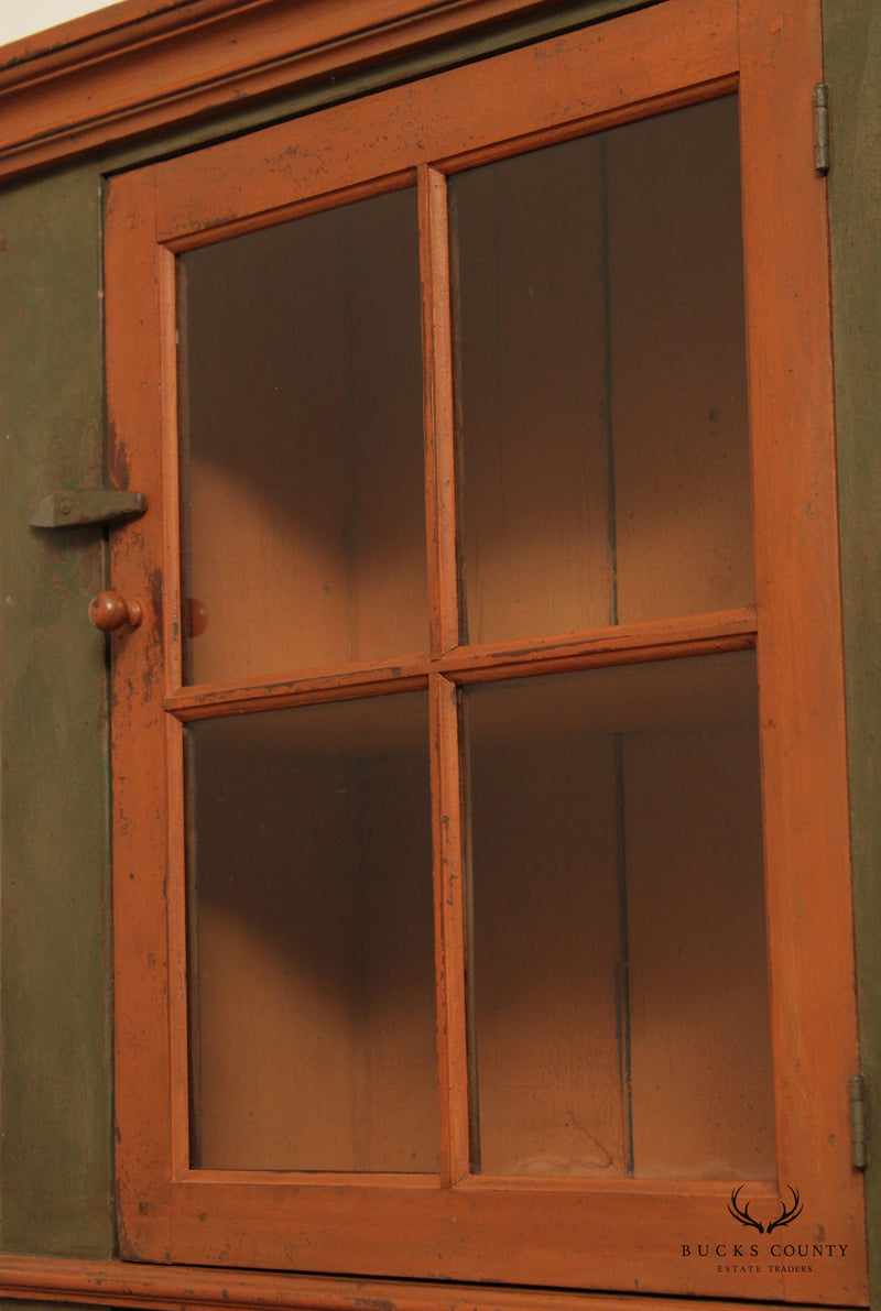 Primitive Style Distress Painted One Door Hanging Cupboard