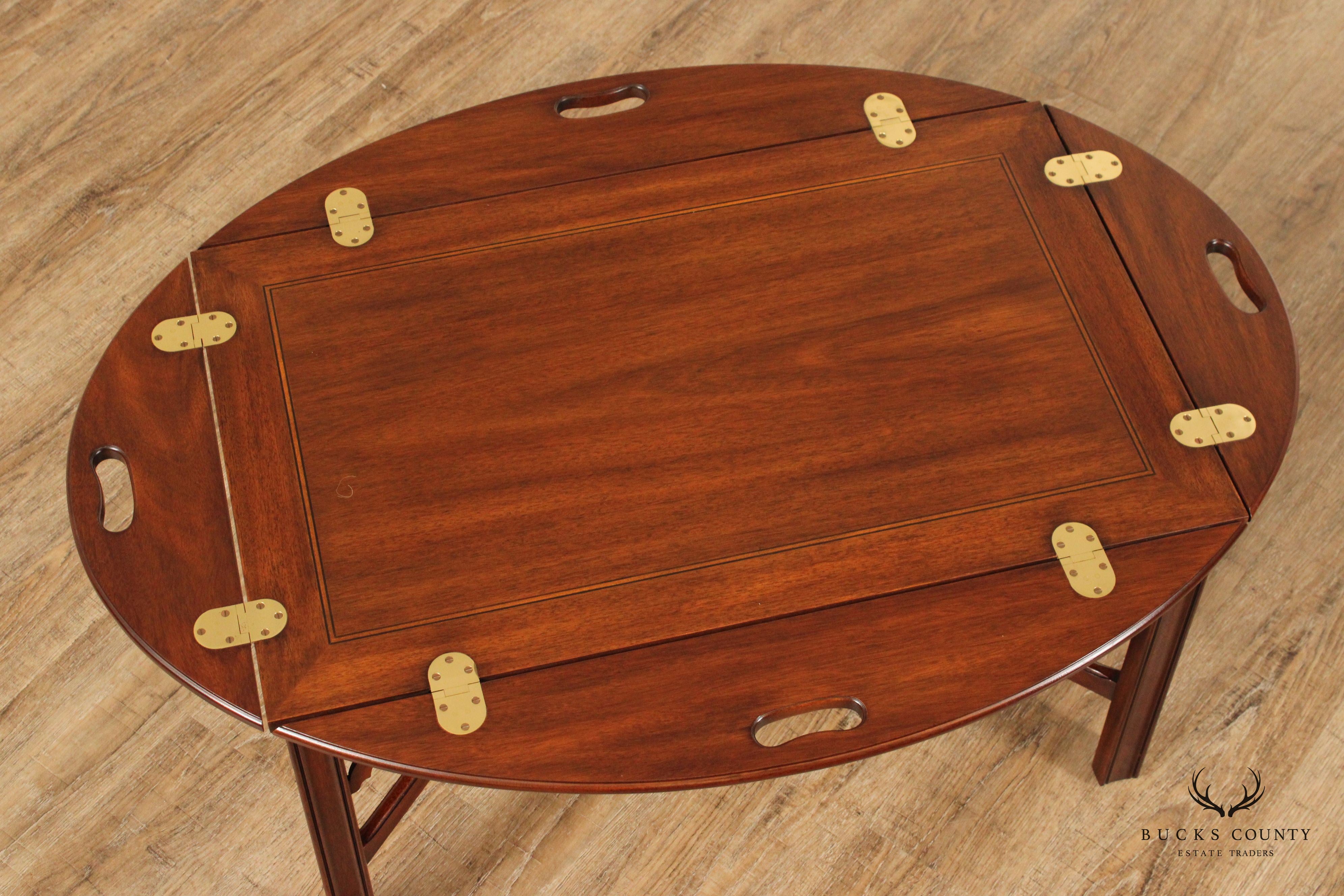 Henkel-Harris Chippendale Style Mahogany Butler's Tray Coffee Table