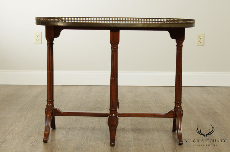 French Louis XVI Style Oval Walnut Bouillotte Table