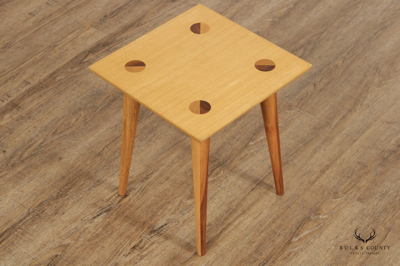 Studio Crafted Mid Century Modern Mixed Wood End Table