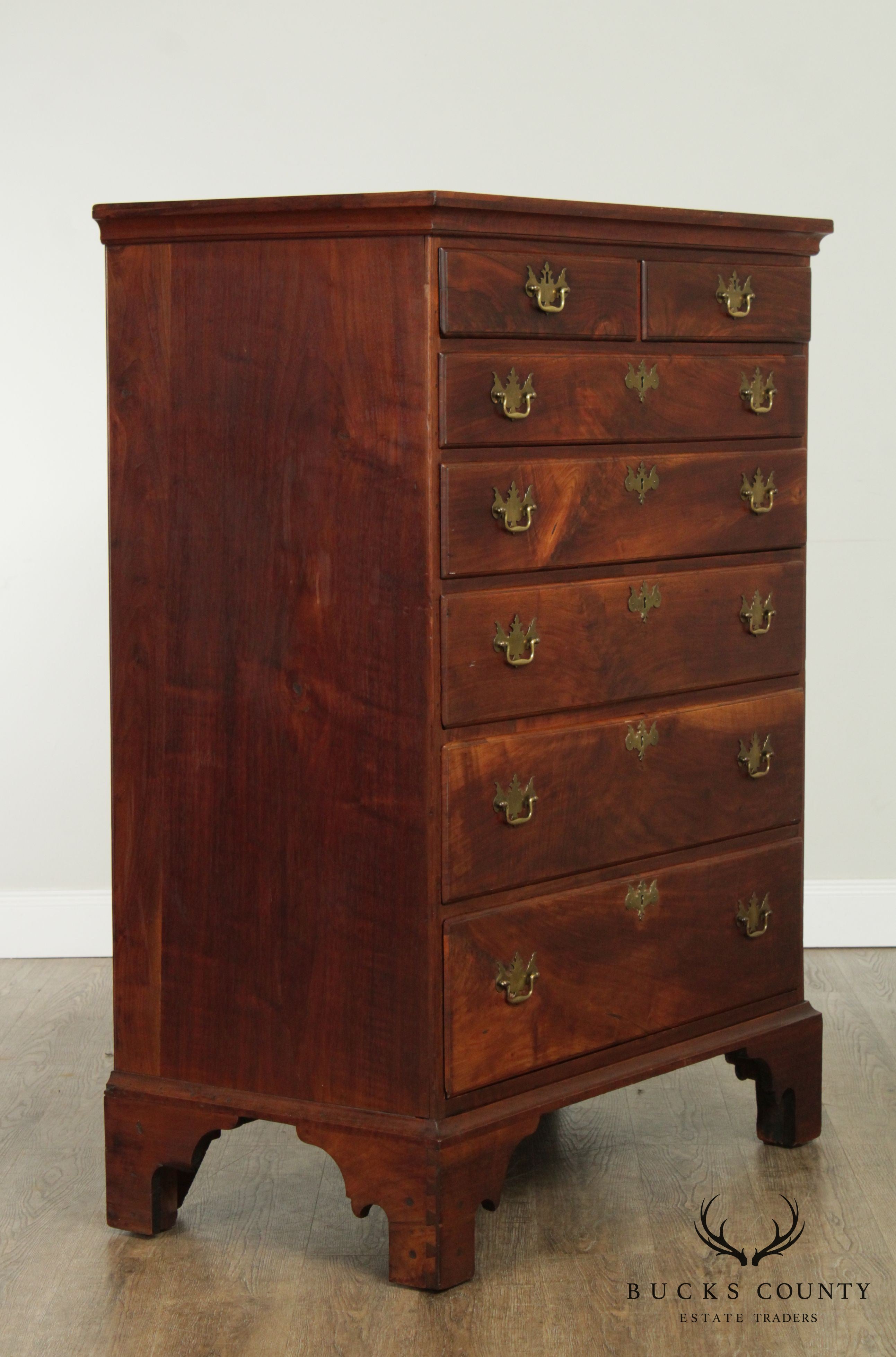 Chippendale Style Antique 18th Century Walnut Chippendale Style High Chest