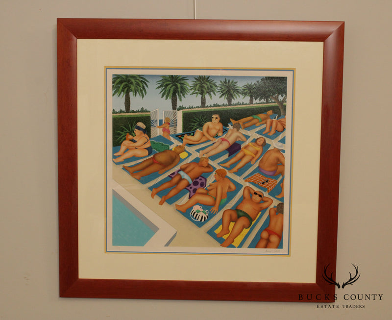 Beryl Cook 'Sunbathers' Custom Frame Signed Lithograph