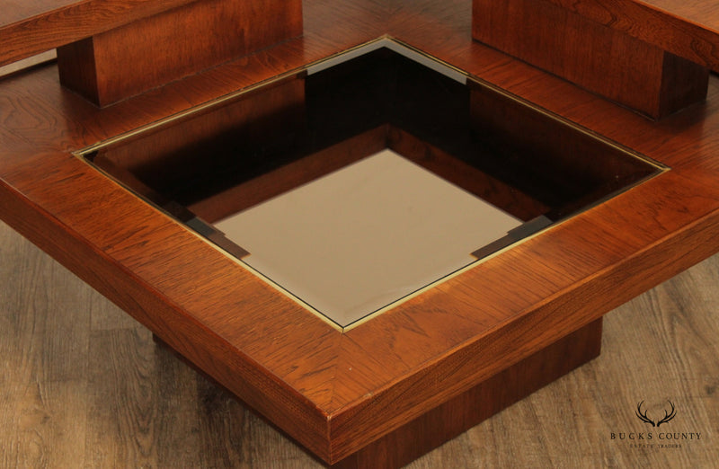 Mid Century Modern Walnut and Mirrored Glass End Table