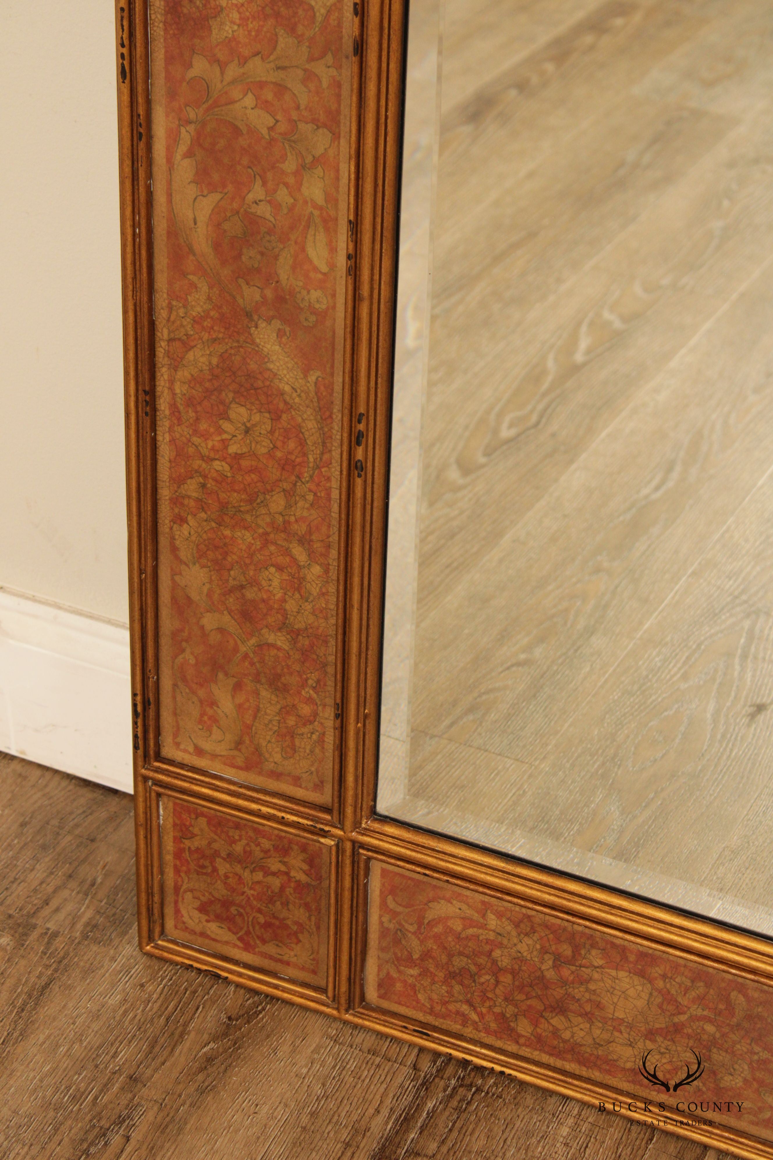 Theodore Alexander Regency Style Eglomise Decorated Full-Length Mirror