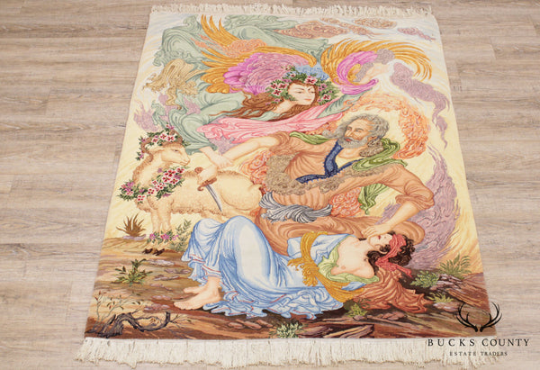 Fine Quality Hand Crafted Wool and Silk Farsh Miniator Hanging Tapestry Tableau Rug