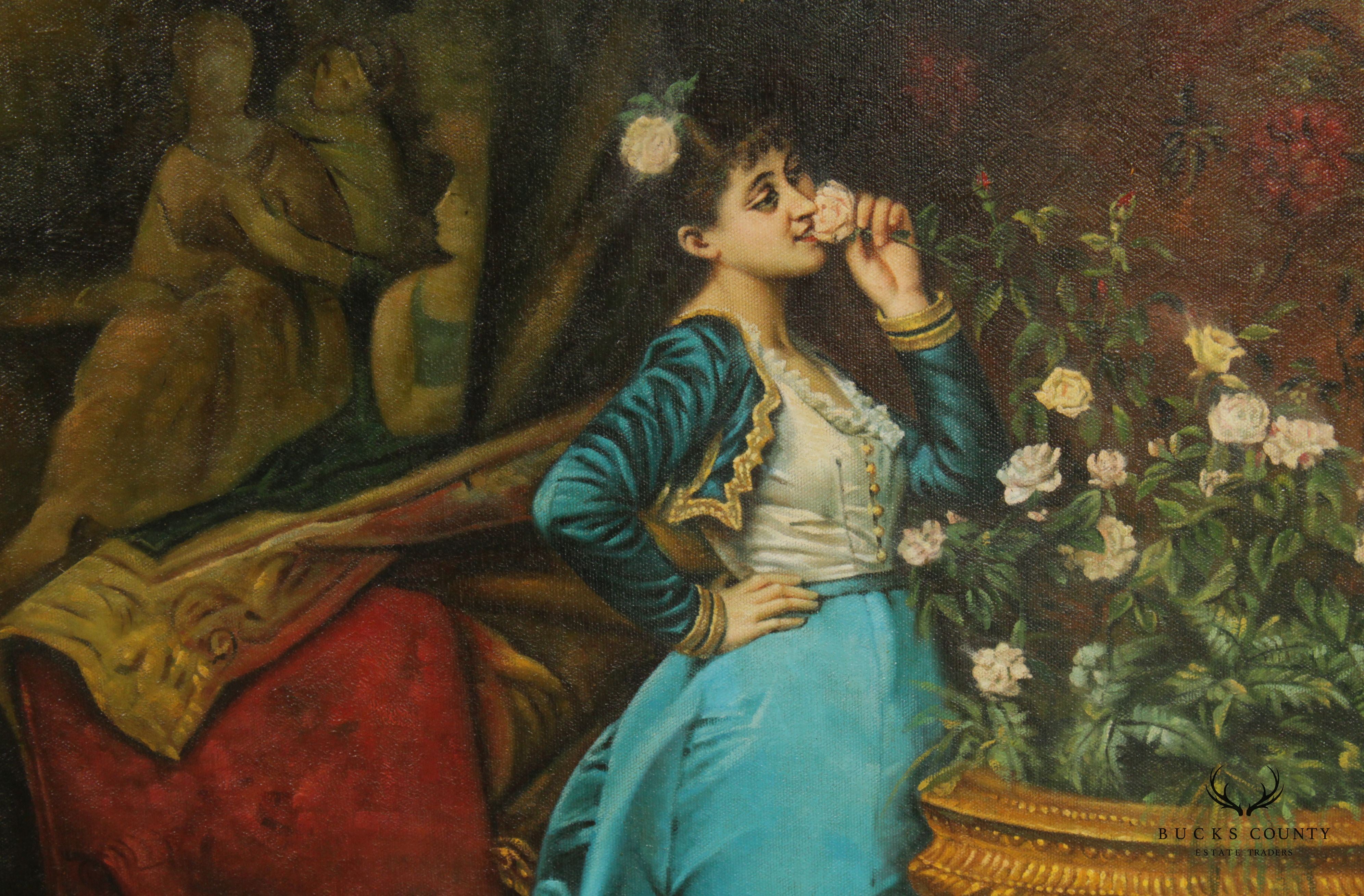 Vintage 'In Delightful Anticipation' Original Painting after Auguste Toulmouche