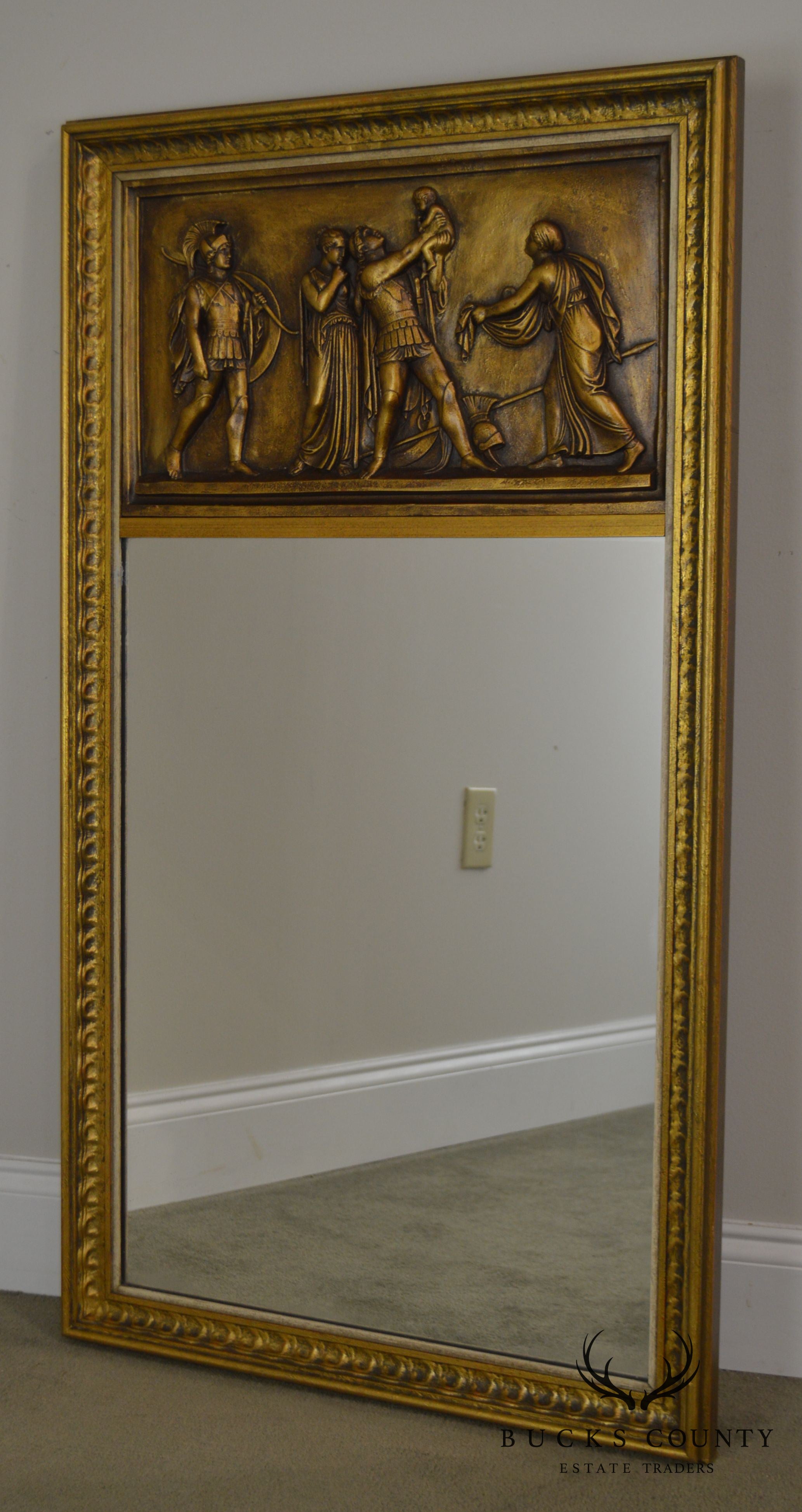 Gilt Relief Plaque Trumeau Mirror