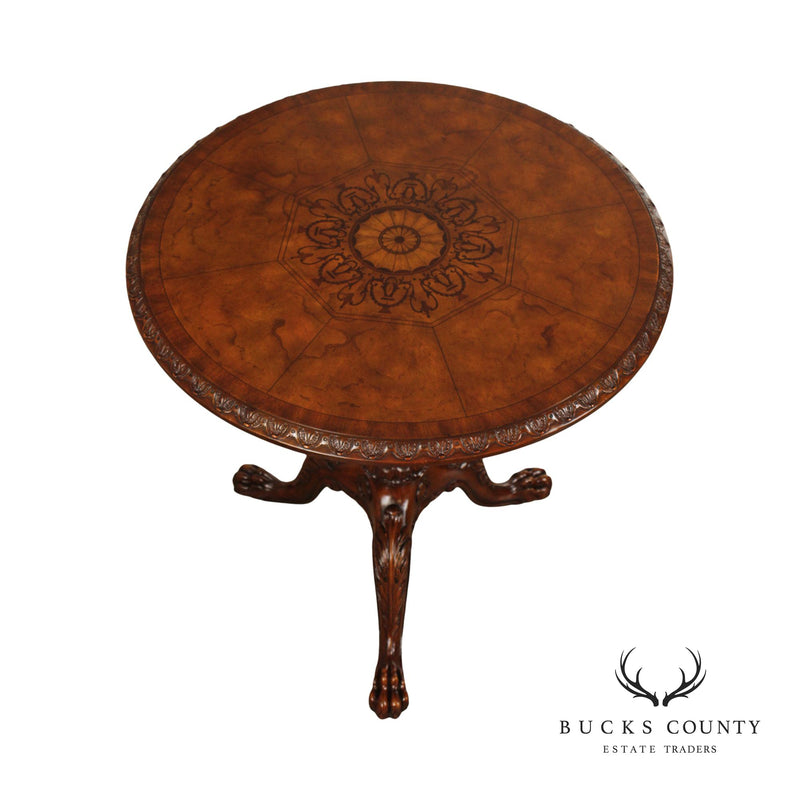 Maitland-Smith Georgian Style Carved Mahogany Round Center Table