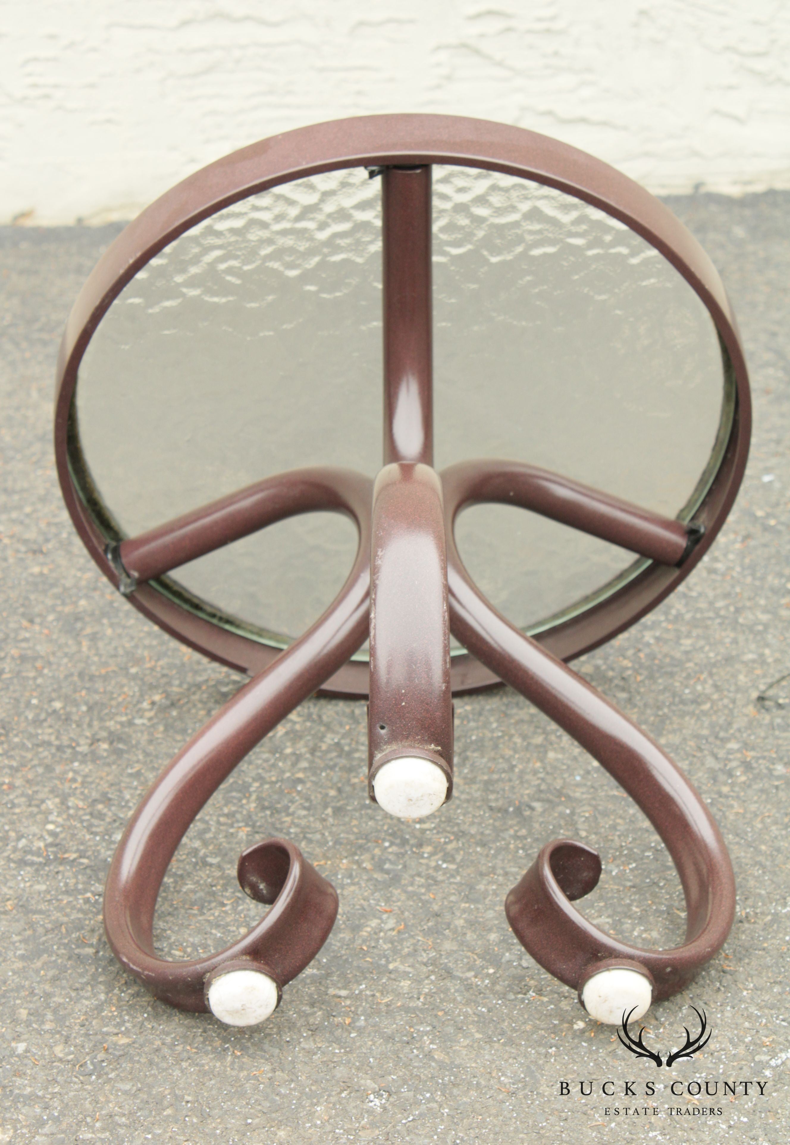 Woodard Round Glass Top Pair Patio, Garden Side Tables