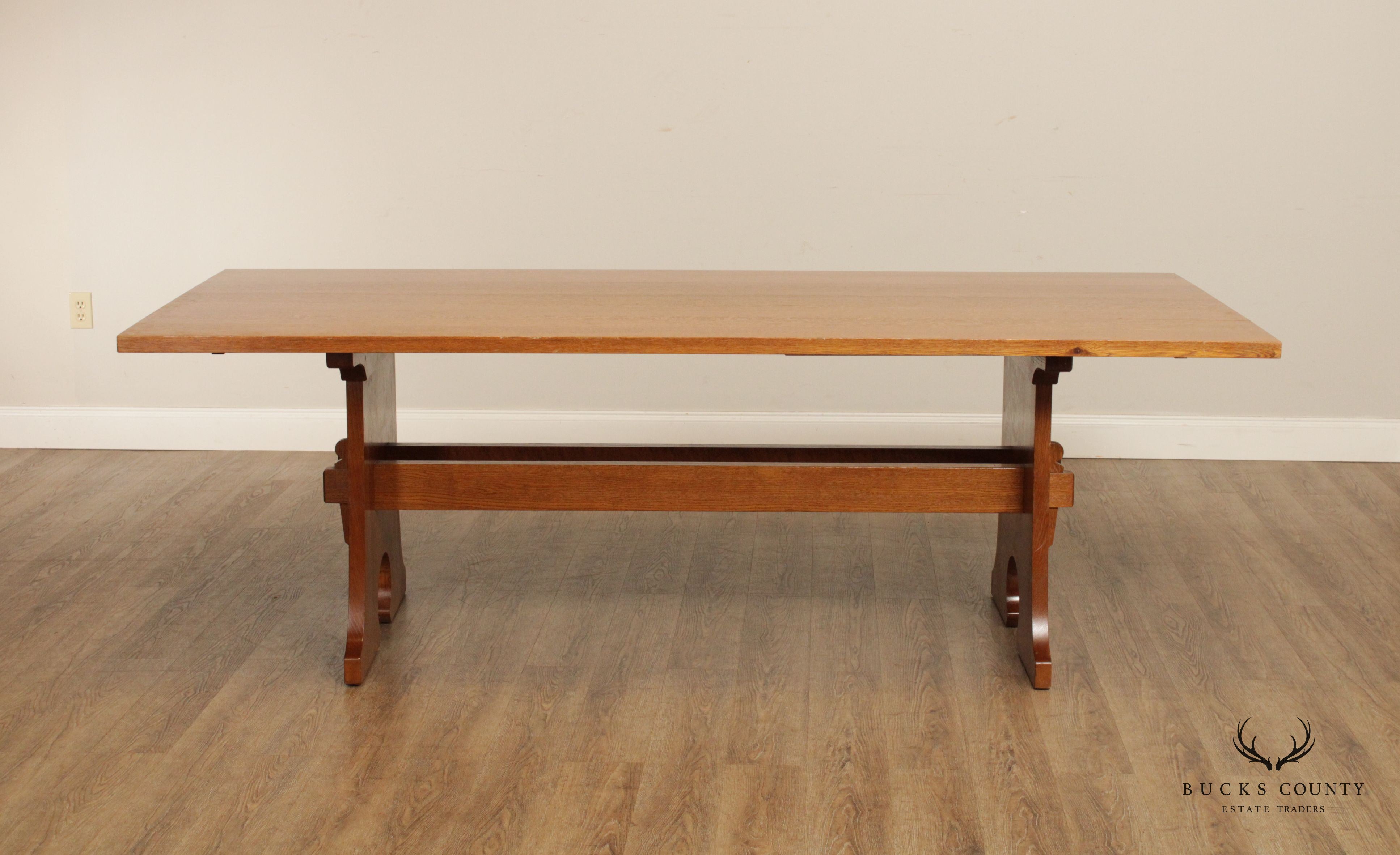 Stickley Mission Collection Oak Keyhole Trestle Dining Table