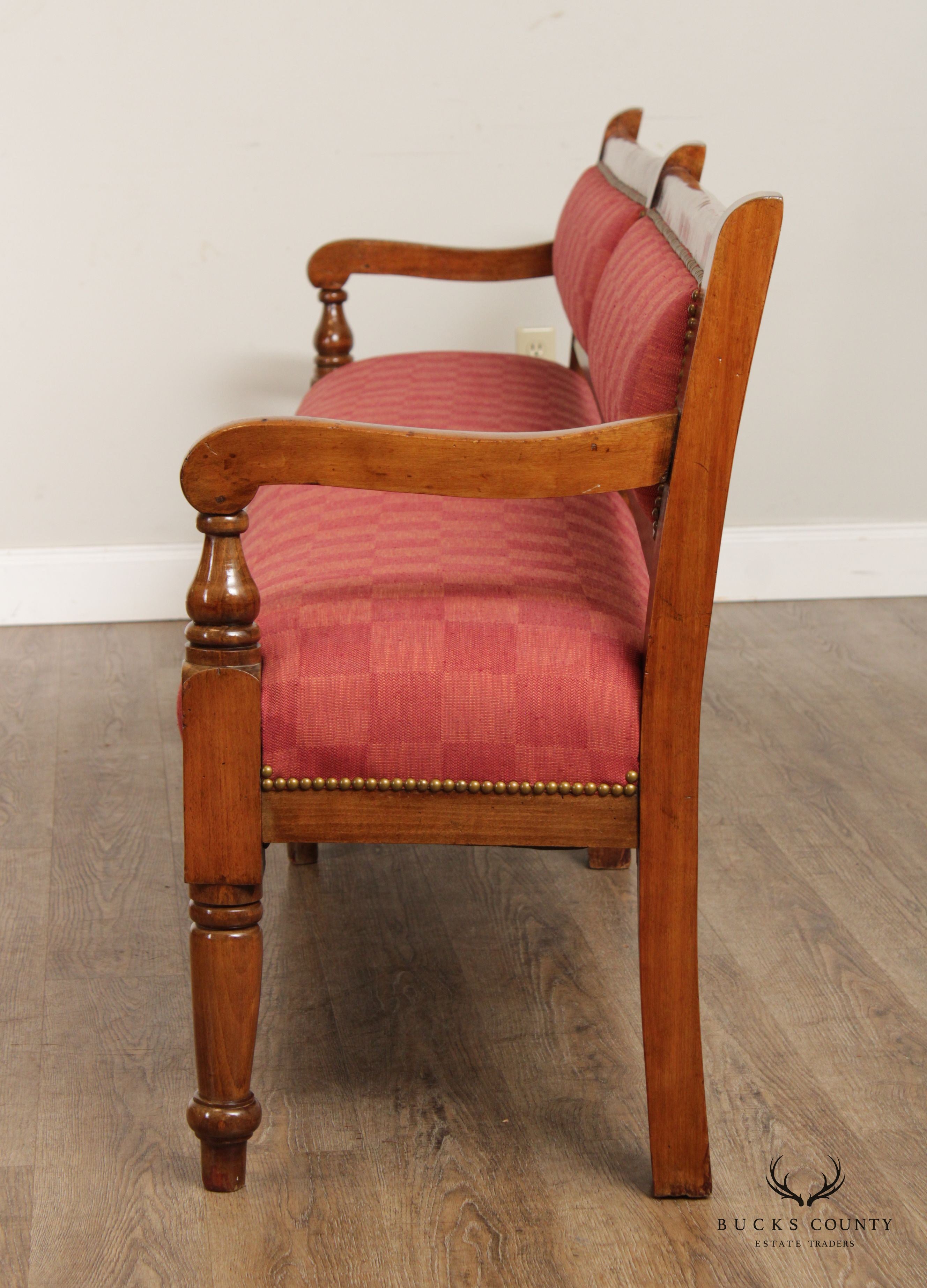 Antique English Custom Upholstered 8' Long Bench