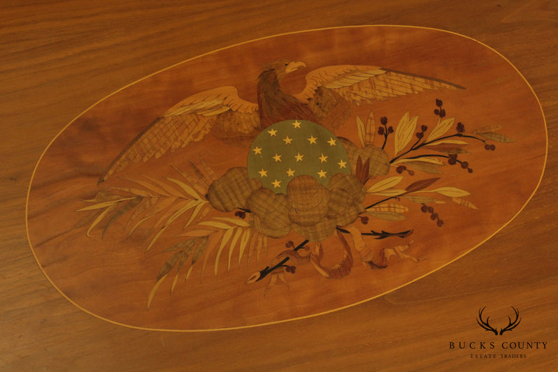 French Influenced Custom Patriotic Marquetry Inlaid Side Table