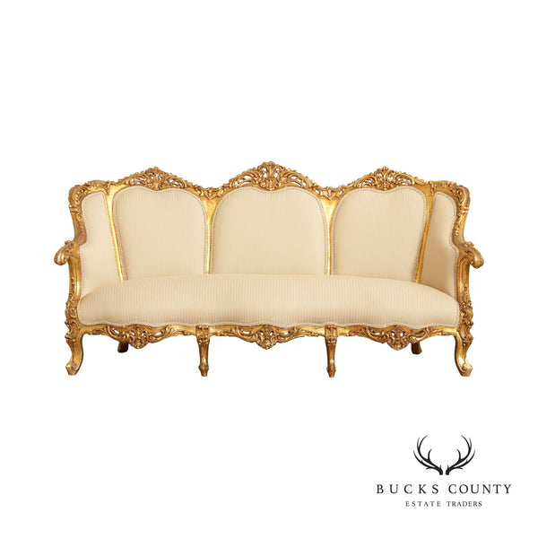 Italian Rococo Style Carved Giltwood Parlor Sofa