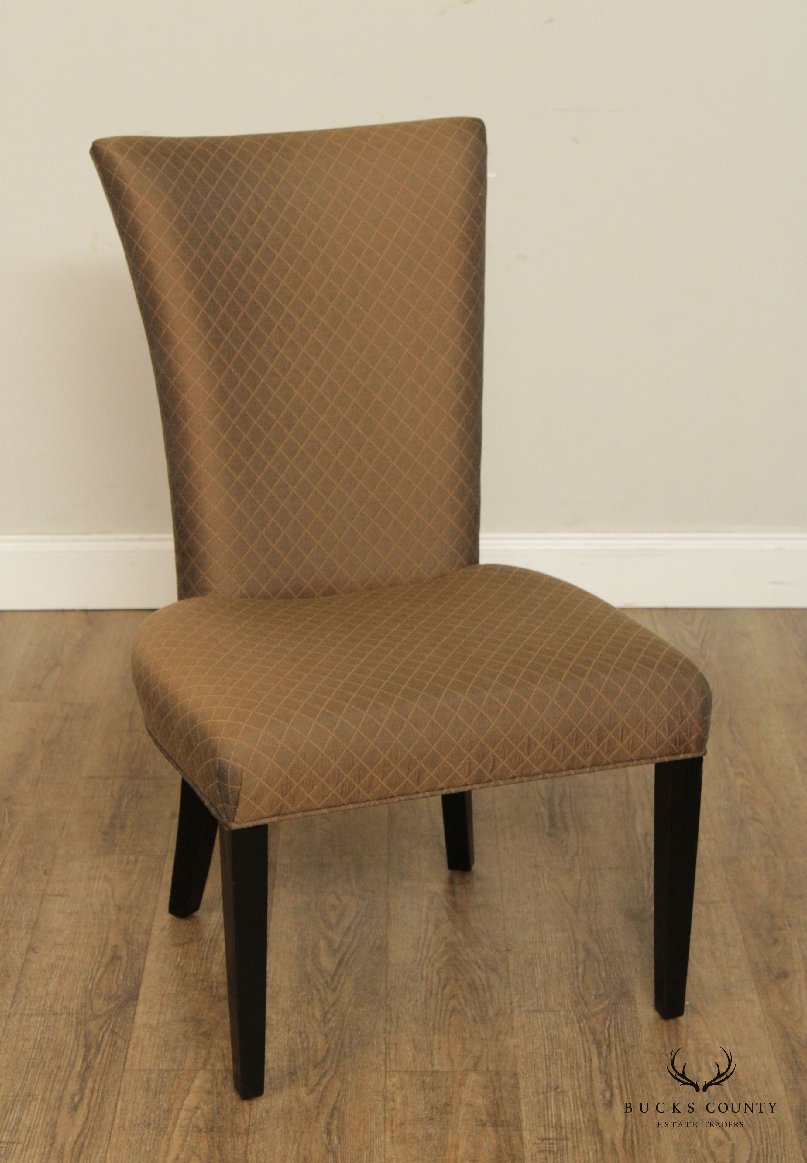 Contemporary Set of Eight Custom Upholstered Dining Chairs