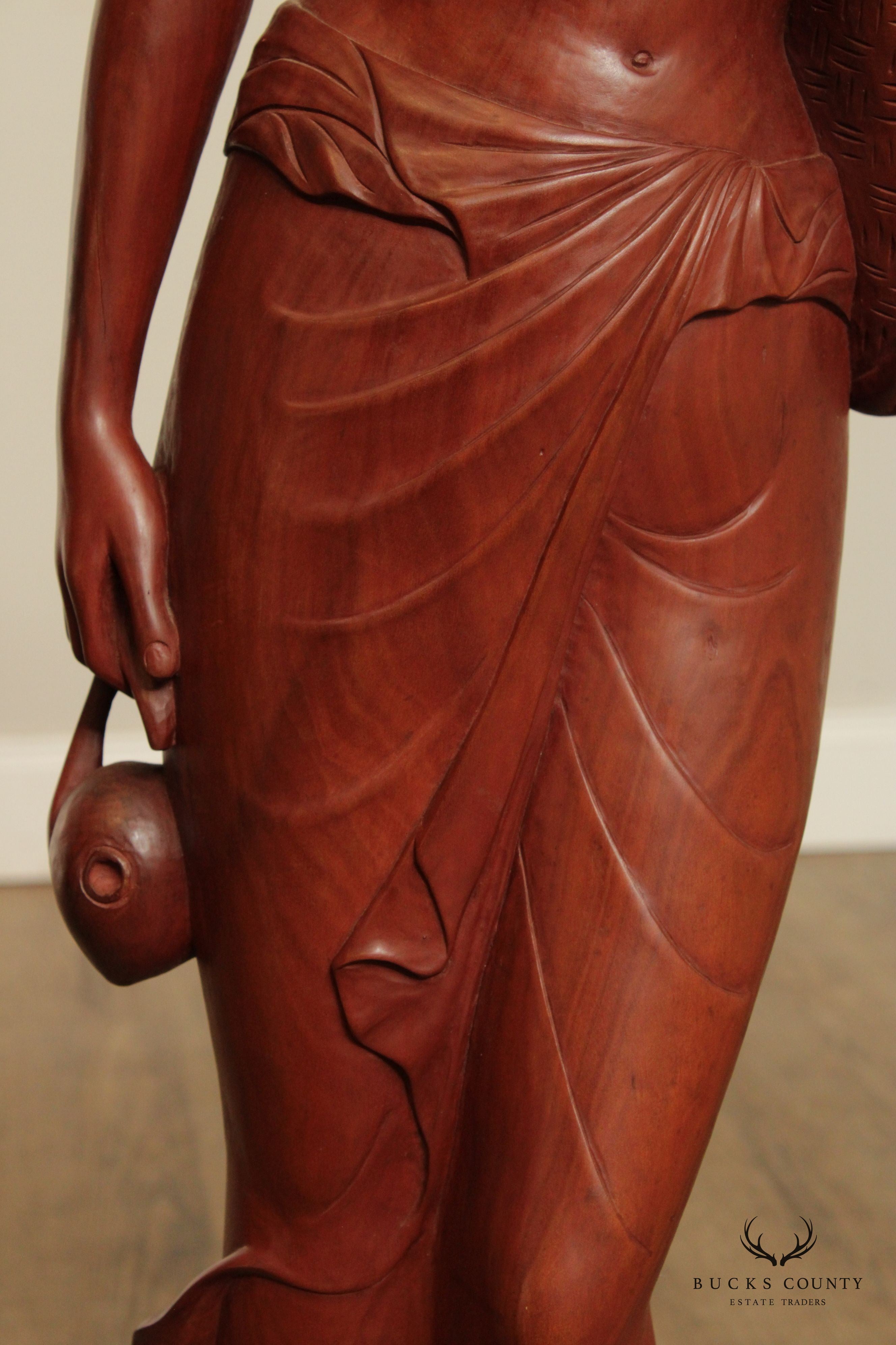 Asian Hardwood Carved Female Nude Sculpture